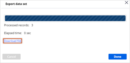 This image shows the Export data set dialog box