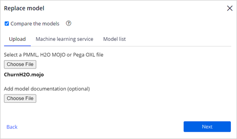 The replace model settings