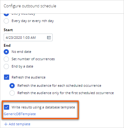 The Configure outbound schedule section