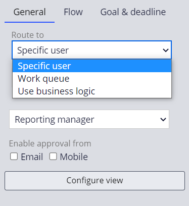 General tab of the Approve/Reject step