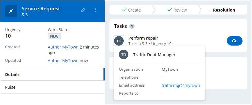 Perform Repair step routed to Traffic Department Manager