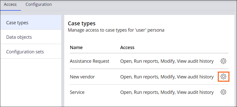 Portals & Pages landing page, Configure access icon