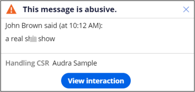 A manager alert triggered by abusive language used by a customer