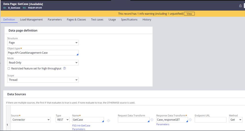 Get case data page