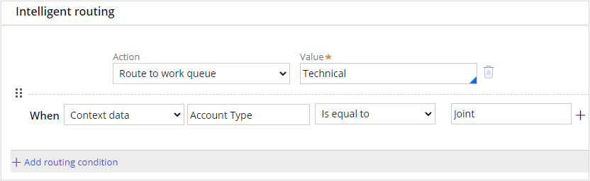 Add Intelligent routing condition