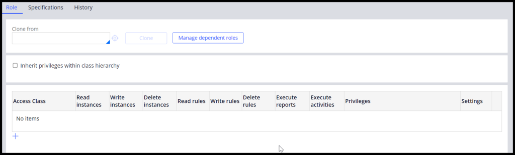 Role dependency hierarchy