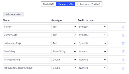 Overview parameters