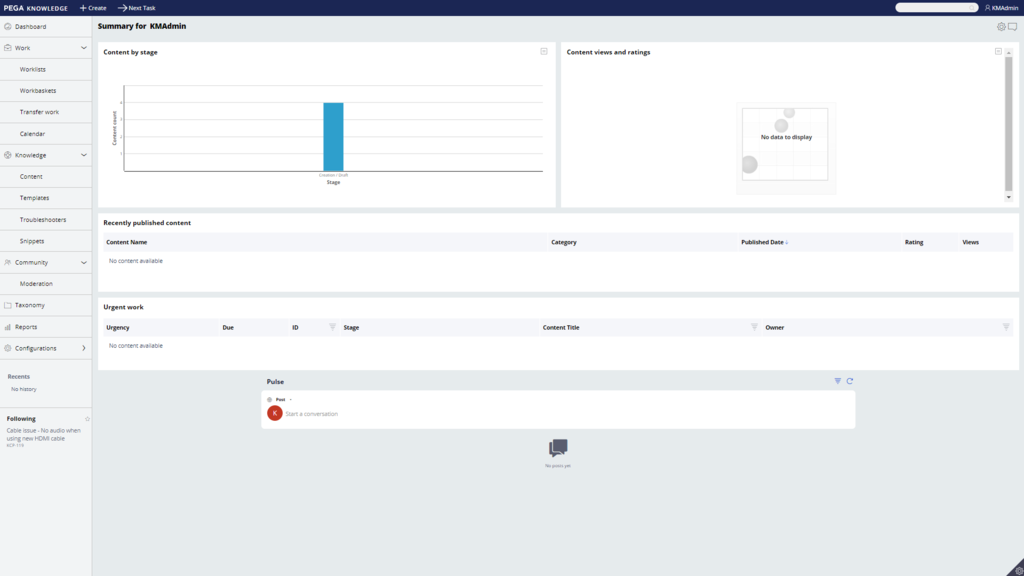 This image shows the Pega Knowledge authoring portal. 