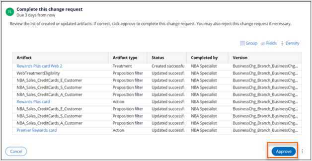 approve change request completion