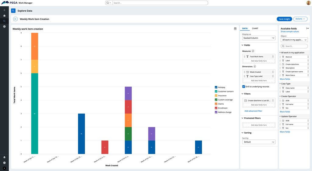 Example of creating an insight using application data