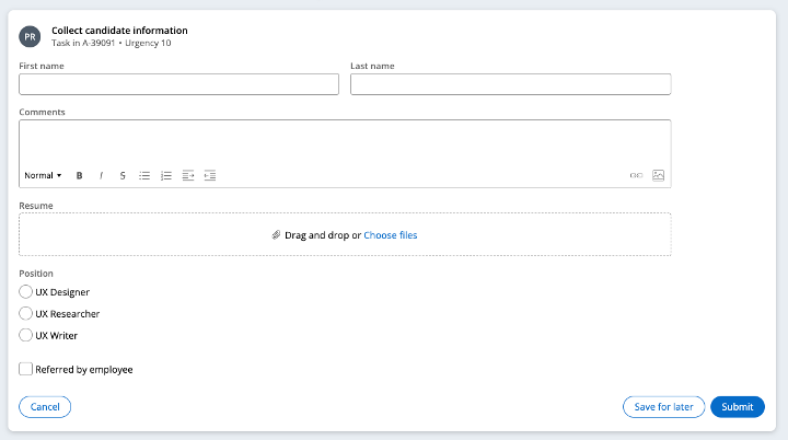 Example of a default form template adjusting layout based on input type