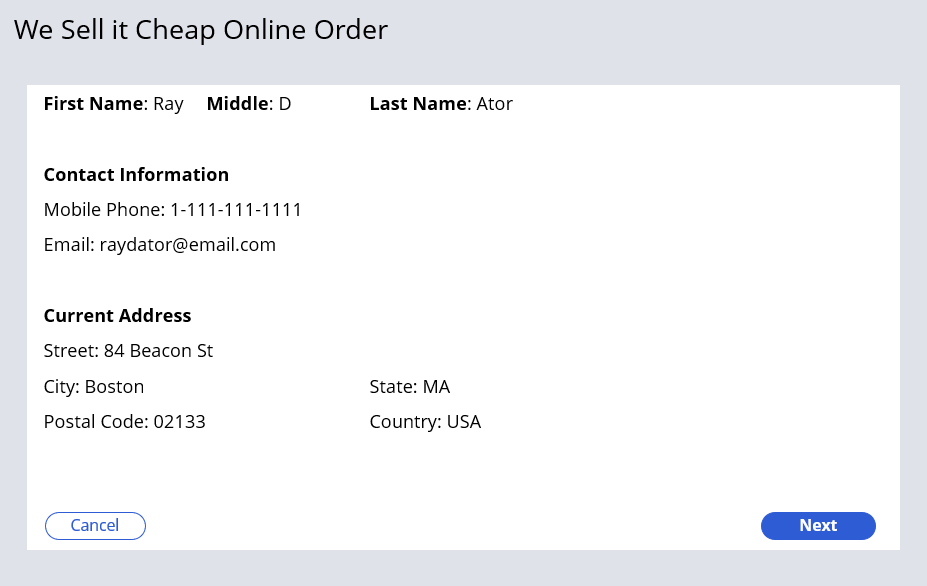 Multi-step form that displays standard navigation