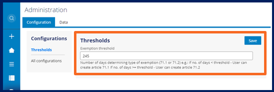 Configuration set threshold