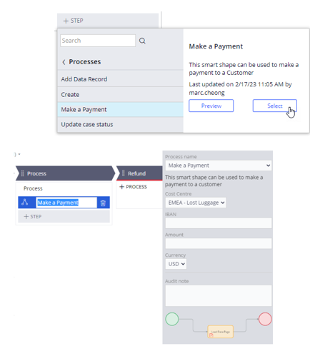 The Smart Shape that represents the Make a Payment Process in App Studio.