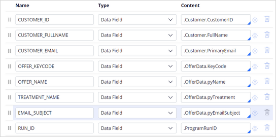 DB Template Fields