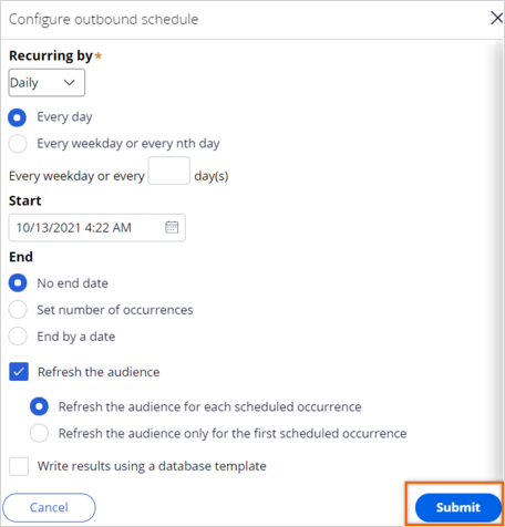 Recurrence config