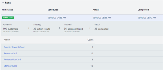 Outbound run results