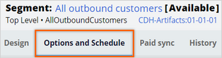 Segment options and schedule